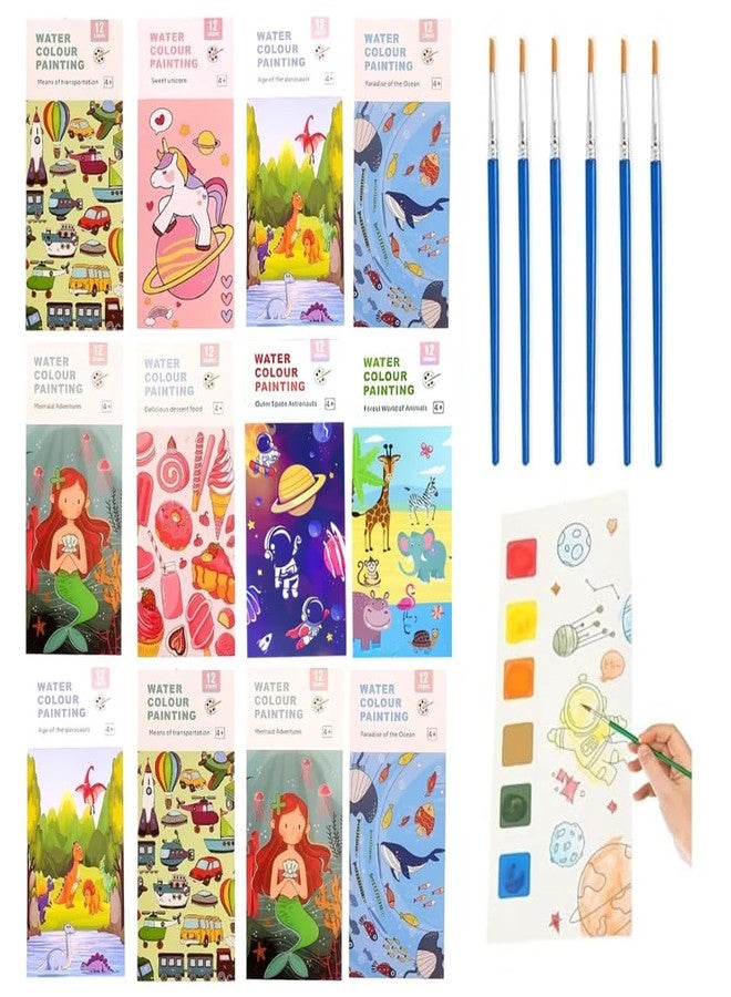 سنابترون مجموعة هدايا سنابترون للأطفال - 12 كتاب تلوين سحري / كتاب تلوين مائي مع فرشاة / كتب تلوين ورسم بألوان مائية في كل صفحة - أفضل هدايا عيد ميلاد بالجملة / مجموعة هدايا للأطفال - Image 1